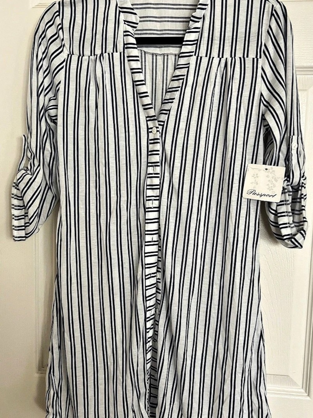 Prestige Striped Tunic in White & Blue Size Medium
